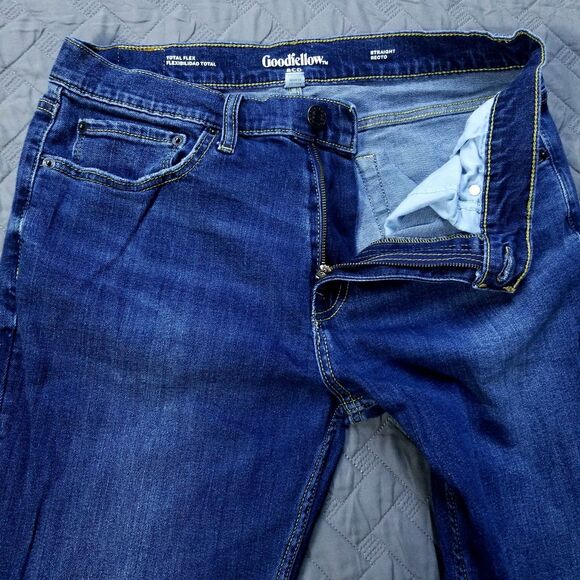 Goodfellow Co Jeans Mens 32X34 Blue Slim Straight Total Flex Dark American Denim - Picture 7 of 13